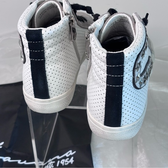 VINTAGE HAVANA Womens WhiteZipperAdjustable  Gadol Platform Lace-Up Leather Flat - Picture 4 of 13